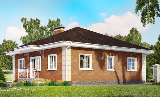 100-001-Л Проект одноэтажного дома, компактный коттедж из арболита Невинномысск | Проекты одноэтажных домов от House Expert