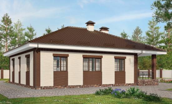 160-015-П Проект одноэтажного дома, гараж, скромный дом из поризованных блоков Ставрополь | Проекты одноэтажных домов от House Expert