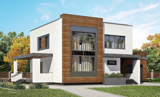 220-003-П Проект двухэтажного дома и гаражом, современный загородный дом из блока Кисловодск | Проекты домов от House Expert