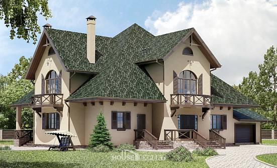 350-001-П Проект двухэтажного дома мансардой, гараж, классический дом из твинблока Кисловодск | Проекты домов от House Expert