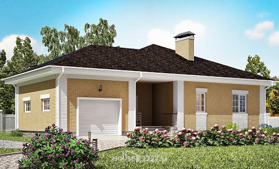 130-002-Л Проект одноэтажного дома, гараж, компактный загородный дом из бризолита Железноводск | Проекты домов от House Expert