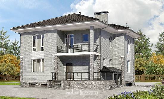 275-004-П Проект трехэтажного дома и гаражом, красивый дом из кирпича Ессентуки | Проекты домов от House Expert