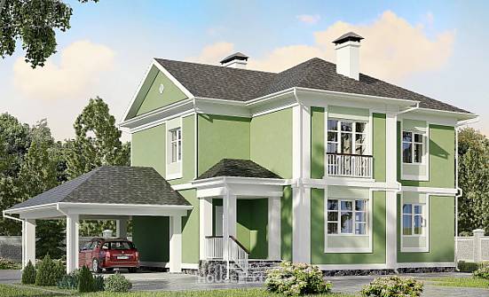 170-001-Л Проект двухэтажного дома, гараж, бюджетный дом из арболита Железноводск | Проекты домов от House Expert