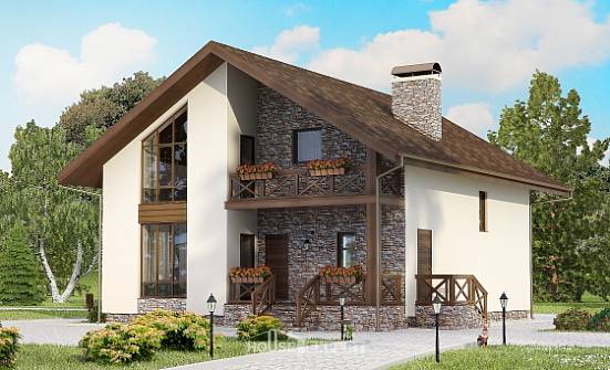 155-001-П Проект двухэтажного дома мансардой и гаражом, красивый дом из бризолита Буденновск | Проекты домов от House Expert