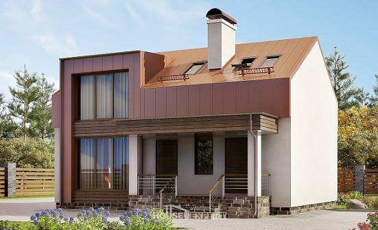 120-004-Л Проект двухэтажного дома с мансардой, экономичный домик из газобетона Светлоград | Проекты домов от House Expert