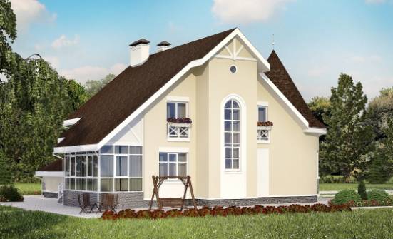 275-001-Л Проект двухэтажного дома с мансардой и гаражом, большой загородный дом из кирпича Пятигорск | Проекты домов от House Expert