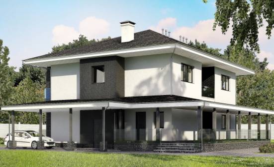 245-002-П Проект двухэтажного дома и гаражом, красивый загородный дом из блока Пятигорск | Проекты домов от House Expert