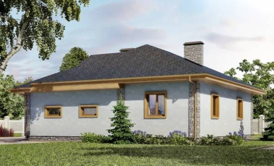 130-006-П Проект одноэтажного дома и гаражом, простой дом из твинблока Пятигорск | Проекты домов от House Expert