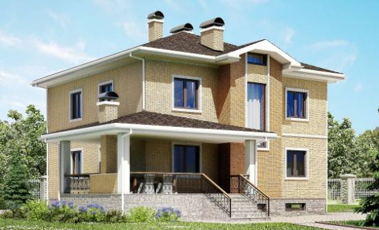 350-002-Л Проект трехэтажного дома, гараж, большой коттедж из кирпича Кисловодск | Проекты домов от House Expert