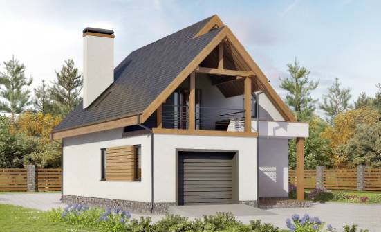 120-005-П Проект двухэтажного дома мансардой, гараж, бюджетный дом из газобетона Зеленокумск | Проекты домов от House Expert