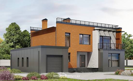 260-002-Л Проект двухэтажного дома, гараж, красивый дом из блока Кисловодск | Проекты домов от House Expert