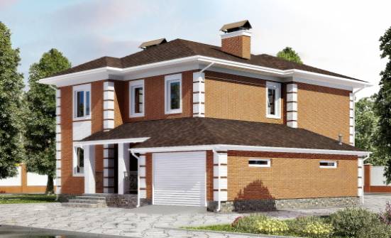 220-004-Л Проект двухэтажного дома и гаражом, средний загородный дом из кирпича Зеленокумск | Проекты домов от House Expert