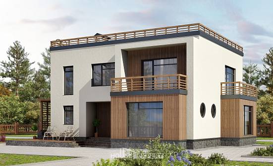 215-002-Л Проект двухэтажного дома, современный домик из бризолита Георгиевск | Проекты домов от House Expert
