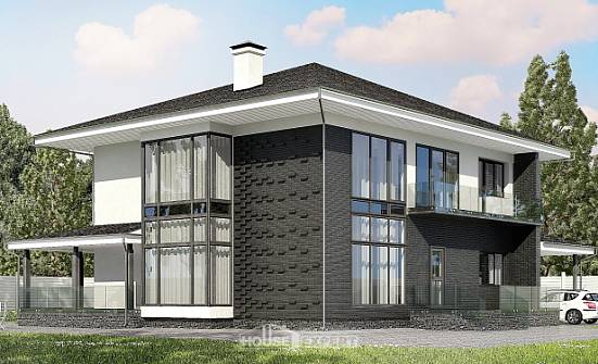 245-002-П Проект двухэтажного дома и гаражом, красивый загородный дом из блока Пятигорск | Проекты домов от House Expert