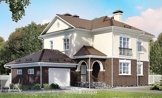 190-002-Л Проект двухэтажного дома и гаражом, красивый загородный дом из керамзитобетонных блоков Нефтекумск | Проекты домов от House Expert