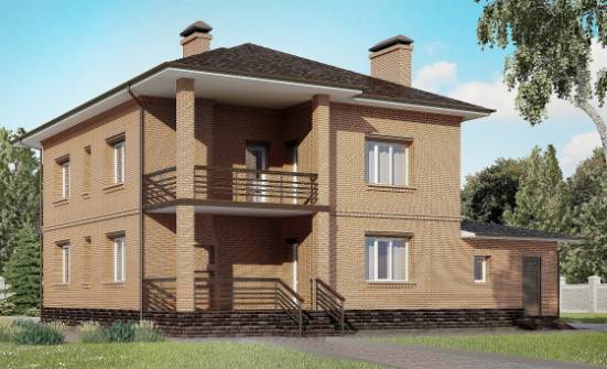 245-003-Л Проект двухэтажного дома, гараж, простой коттедж из кирпича Пятигорск | Проекты домов от House Expert
