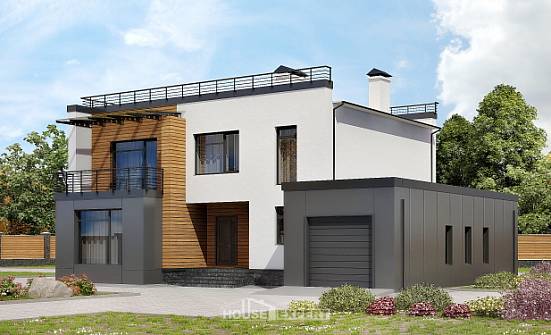 260-002-П Проект двухэтажного дома, гараж, уютный домик из газобетона Ставрополь | Проекты домов от House Expert