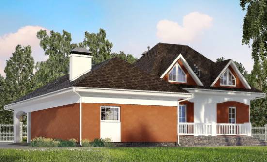180-007-П Проект двухэтажного дома мансардой и гаражом, экономичный домик из пеноблока Зеленокумск | Проекты домов от House Expert