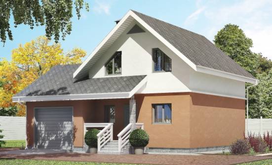 120-002-Л Проект двухэтажного дома мансардой, гараж, простой домик из твинблока Новоалександровск | Проекты домов от House Expert