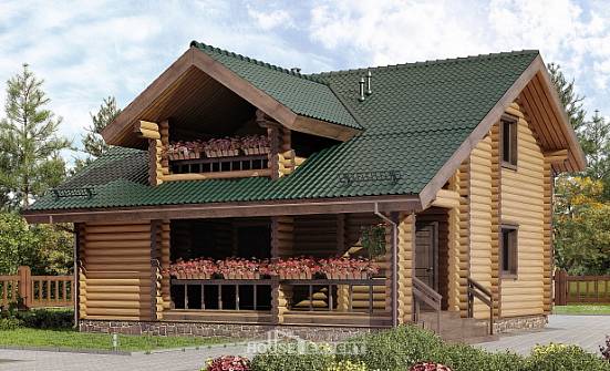 110-005-П Проект двухэтажного дома мансардный этаж, доступный коттедж из дерева Кисловодск | Проекты домов от House Expert