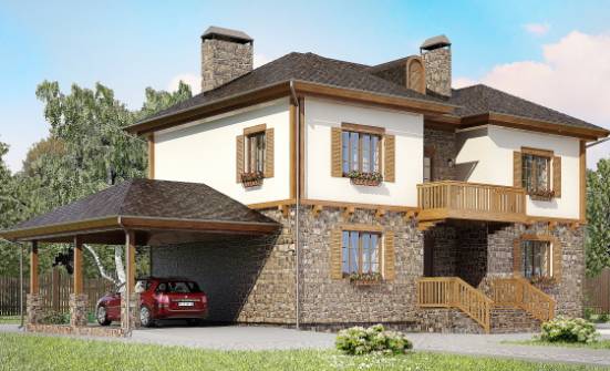 155-006-Л Проект двухэтажного дома, гараж, скромный домик из пеноблока Ессентуки | Проекты домов от House Expert
