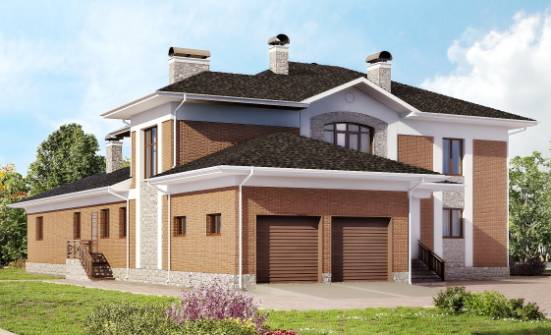 520-002-Л Проект трехэтажного дома и гаражом, классический коттедж из блока Пятигорск | Проекты домов от House Expert
