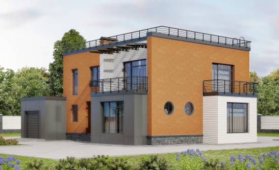 260-002-Л Проект двухэтажного дома, гараж, красивый дом из блока Кисловодск | Проекты домов от House Expert