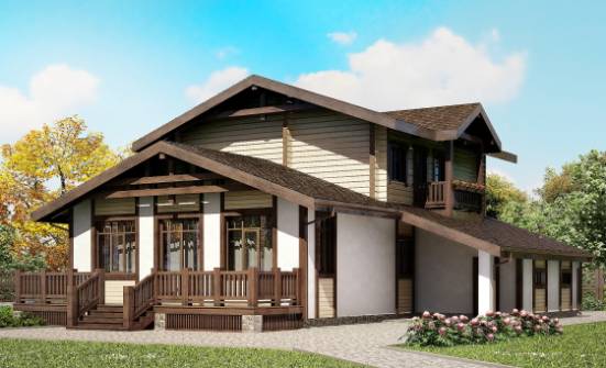 190-004-П Проект двухэтажного дома мансардой, гараж, классический домик из твинблока из дерева Зеленокумск | Проекты домов от House Expert