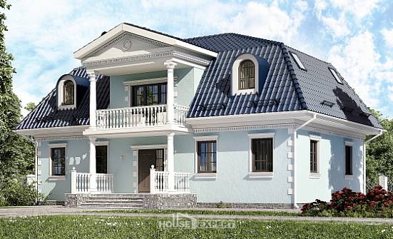 210-004-Л Проект двухэтажного дома мансардой, классический коттедж из арболита Нефтекумск | Проекты домов от House Expert