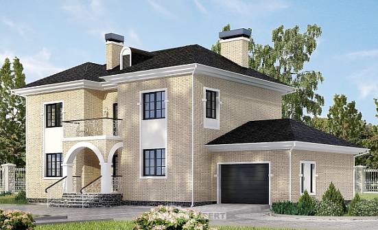 180-006-П Проект двухэтажного дома и гаражом, классический загородный дом из кирпича Нефтекумск | Проекты домов от House Expert