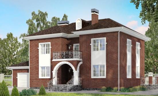 180-006-Л Проект двухэтажного дома и гаражом, простой домик из кирпича Железноводск | Проекты домов от House Expert
