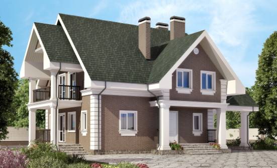 140-003-П Проект двухэтажного дома с мансардой, гараж, доступный дом из газобетона Невинномысск | Проекты домов от House Expert