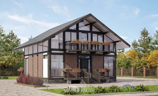 170-007-П Проект двухэтажного дома с мансардным этажом, классический дом из бревен Буденновск | Проекты домов от House Expert