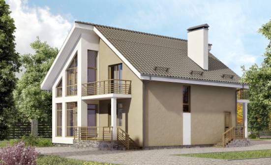 170-006-Л Проект двухэтажного дома мансардой, экономичный загородный дом из газобетона Зеленокумск | Проекты домов от House Expert