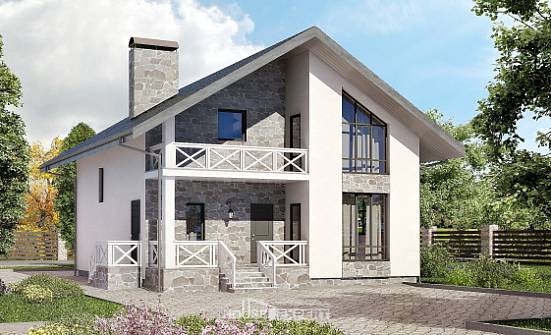 155-001-Л Проект двухэтажного дома мансардой, гараж, уютный домик из поризованных блоков Новоалександровск | Проекты домов от House Expert
