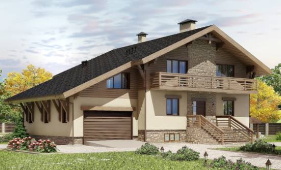 420-001-Л Проект трехэтажного дома с мансардой, гараж, классический домик из кирпича Пятигорск | Проекты домов от House Expert