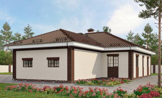 160-015-П Проект одноэтажного дома, гараж, скромный дом из поризованных блоков Ставрополь | Проекты одноэтажных домов от House Expert