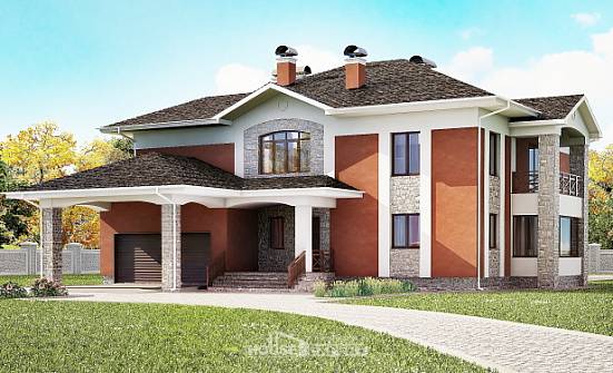 400-002-Л Проект двухэтажного дома, гараж, современный дом из кирпича Железноводск | Проекты домов от House Expert