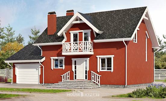 180-013-Л Проект двухэтажного дома мансардой и гаражом, небольшой домик из газобетона Светлоград | Проекты домов от House Expert
