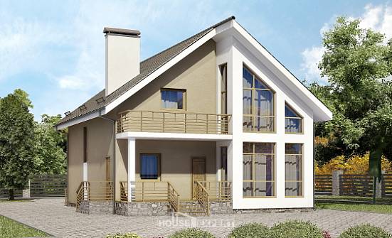 170-006-Л Проект двухэтажного дома мансардой, экономичный загородный дом из газобетона Зеленокумск | Проекты домов от House Expert