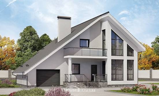 200-007-Л Проект двухэтажного дома с мансардным этажом и гаражом, классический дом из блока Ставрополь | Проекты домов от House Expert