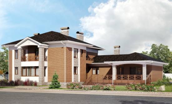 520-002-Л Проект трехэтажного дома и гаражом, классический коттедж из блока Пятигорск | Проекты домов от House Expert