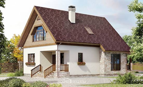 140-001-П Проект двухэтажного дома с мансардой, небольшой дом из арболита, Железноводск
