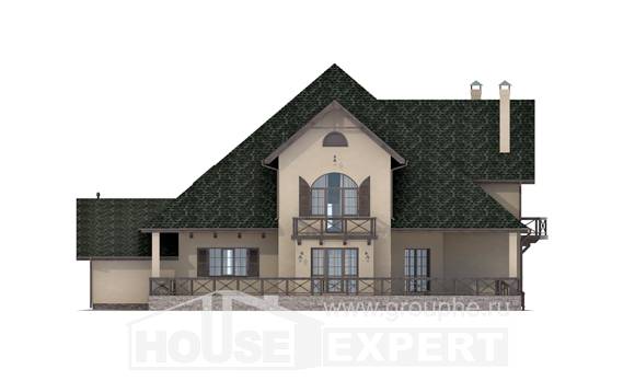 350-001-П Проект двухэтажного дома мансардой и гаражом, огромный дом из твинблока, Кисловодск