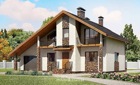 180-008-Л Проект двухэтажного дома с мансардой, гараж, уютный коттедж из блока, Новоалександровск