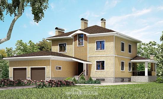350-002-Л Проект трехэтажного дома, гараж, огромный домик из кирпича, Георгиевск