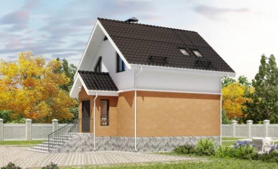 100-005-Л Проект двухэтажного дома с мансардой, классический дом из бризолита, Светлоград