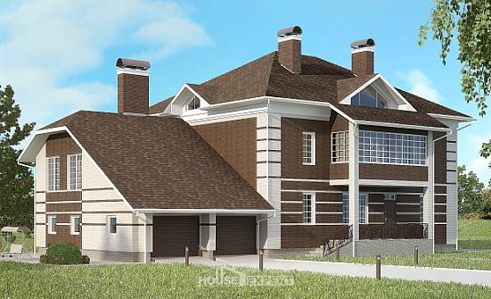 505-002-Л Проект трехэтажного дома и гаражом, огромный дом из кирпича Новоалександровск | Проекты домов от House Expert