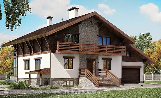420-001-П Проект трехэтажного дома мансардой и гаражом, красивый коттедж из кирпича, Лермонтов