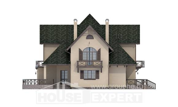 350-001-П Проект двухэтажного дома с мансардным этажом и гаражом, большой дом из бризолита, Новоалександровск